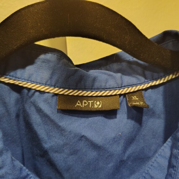 Apt. 9 Women's Button Front Collared Blouse Size XL Blue Solid - Picture 6 of 11